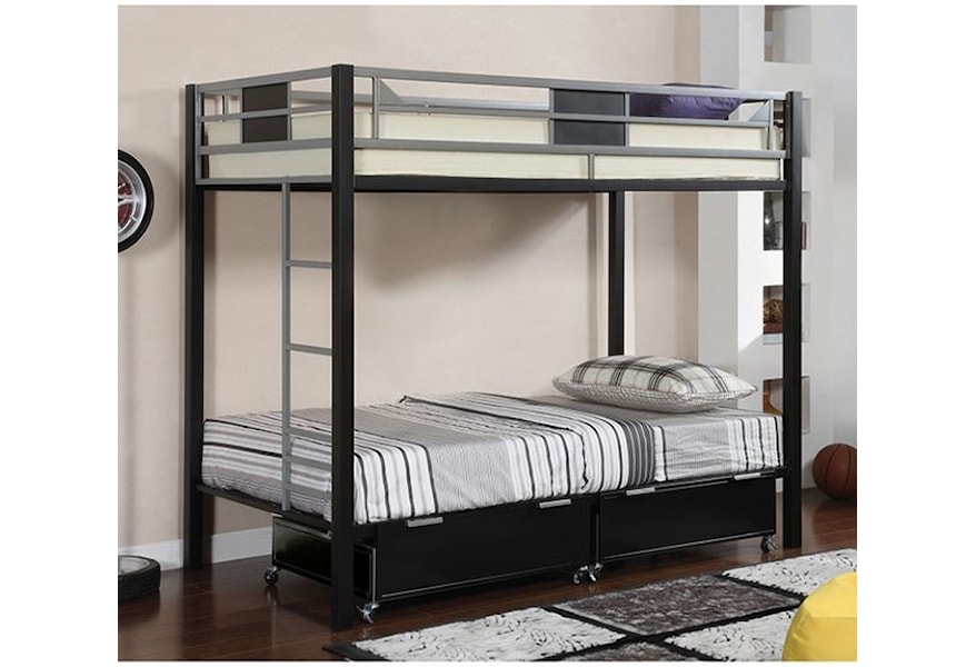 Furniture of America Clifton Metal Twin Over Twin Bunk Bed | Dream 