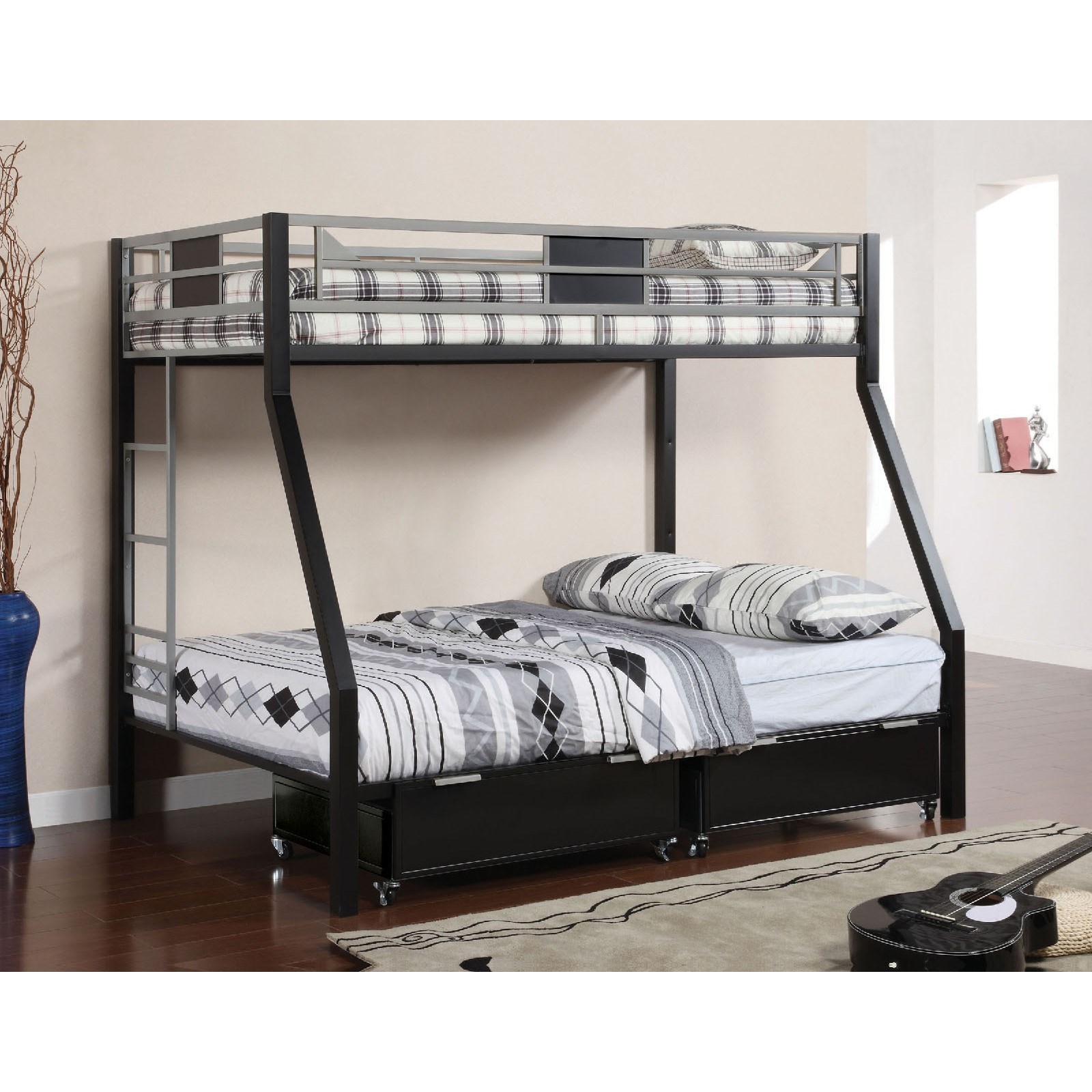 low profile bunk beds twin over full