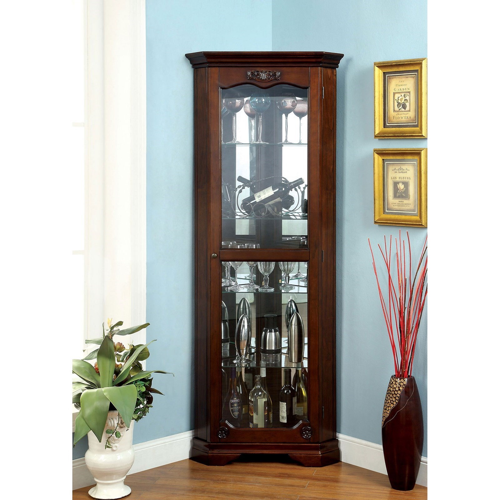 Furniture Of America Ortley Cm Cr133 Traditional Curio Cabinet