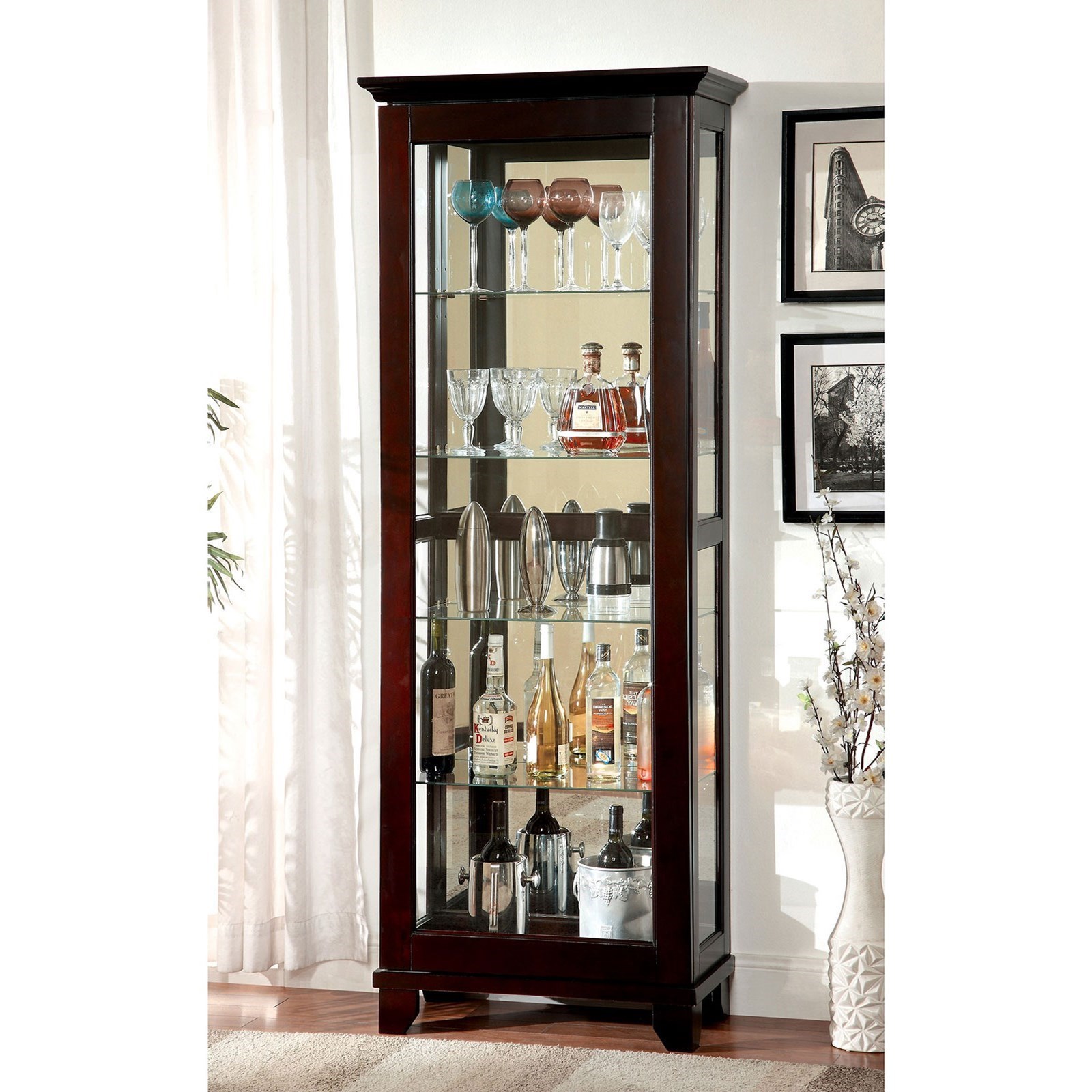 Furniture Of America Ludden Contemporary Curio Cabinet With