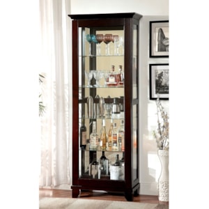 Furniture Of America Ludden Cm Cr135 Contemporary Curio Cabinet With Sliding Glass Door Corner Furniture Curio Cabinets