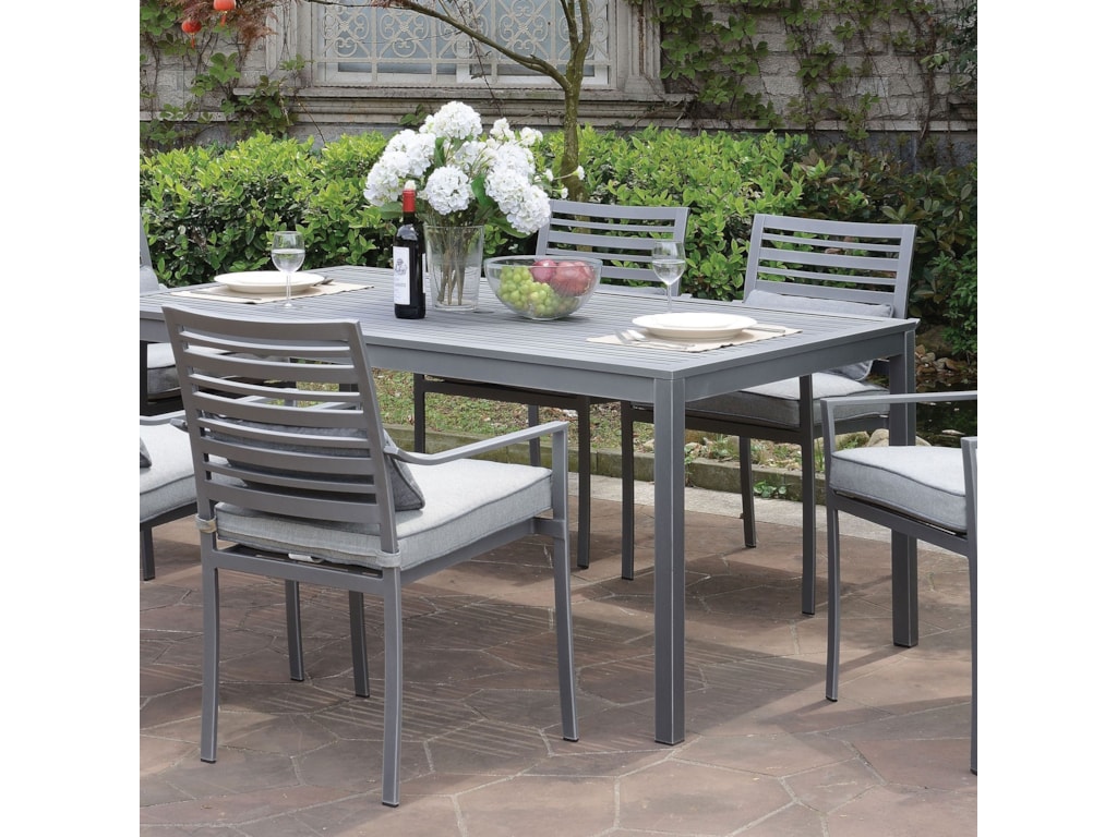 Colome Rectangular Aluminum Patio Dining Table With Umbrella Hole By America At Del Sol Furniture Colome Rectangular Aluminum Patio Dining Table With Umbrella Hole By America At Del Sol Furniture