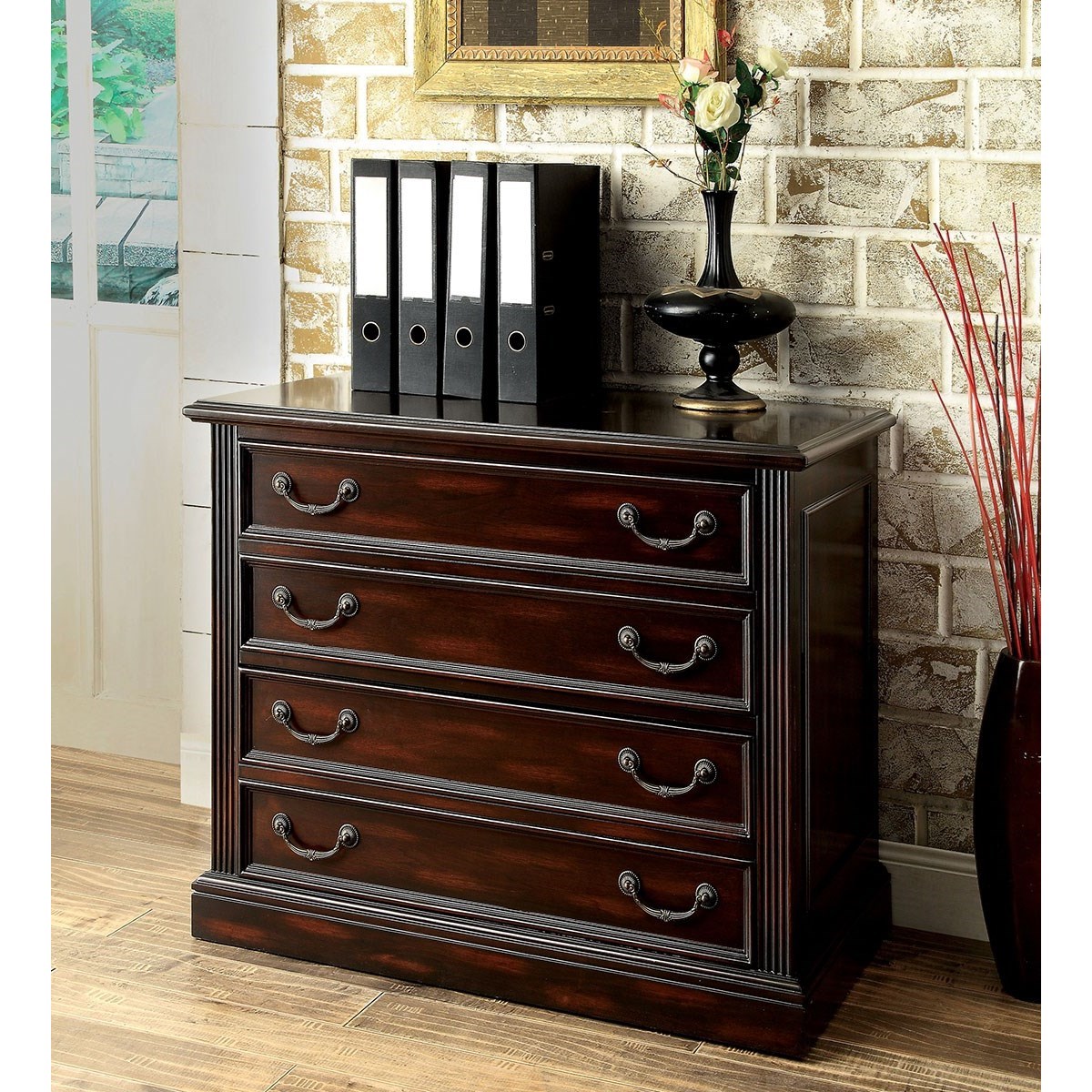 Coolidge Transitional Lateral File Cabinet With Cherry Finish