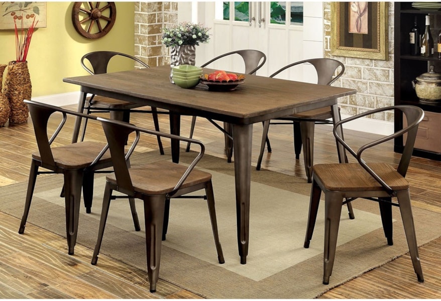 Furniture Of America Foa Cooper Cm3529t Industrial Dining Table Del Sol Furniture Dining Tables