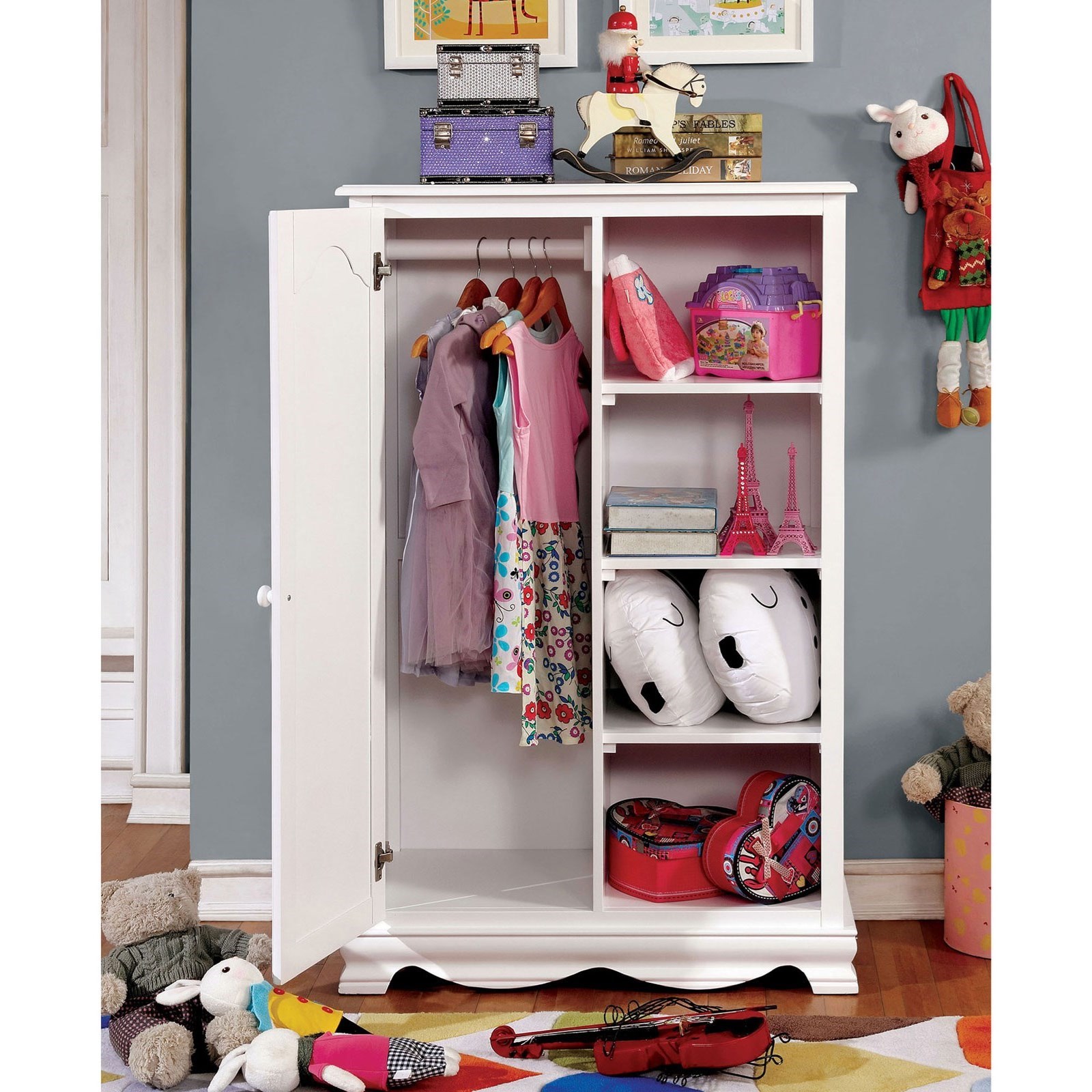 Dani Closet Storage With Hanging Rod Household Furniture Armoires