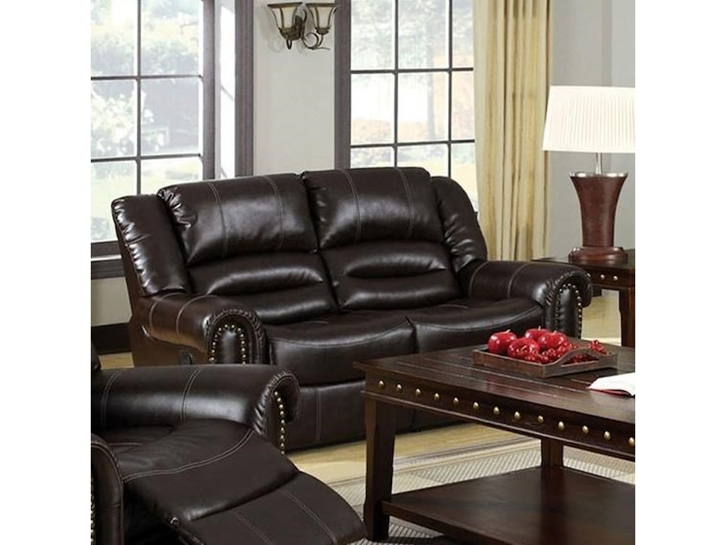 Dundee Transitional Bonded Leather Reclining Loveseat With Bonded Leather Reclining Loveseat