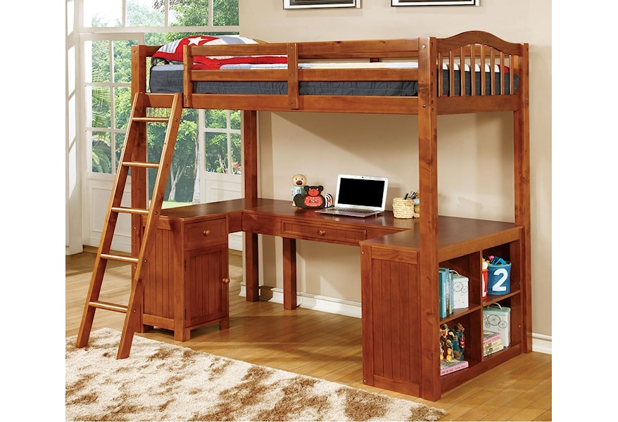 Furniture Of America Dutton Cm Bk265a Bed Twin Youth Loft Bed With Desk And Storage Corner Furniture Loft Beds