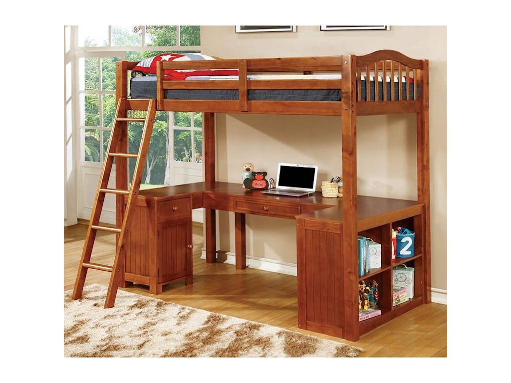 Dutton Twin Youth Loft Bed With Desk And Storage Household