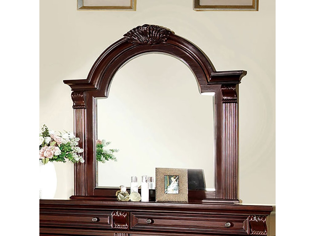 Esperia Traditional Dresser Mirror With Carved Motif Household