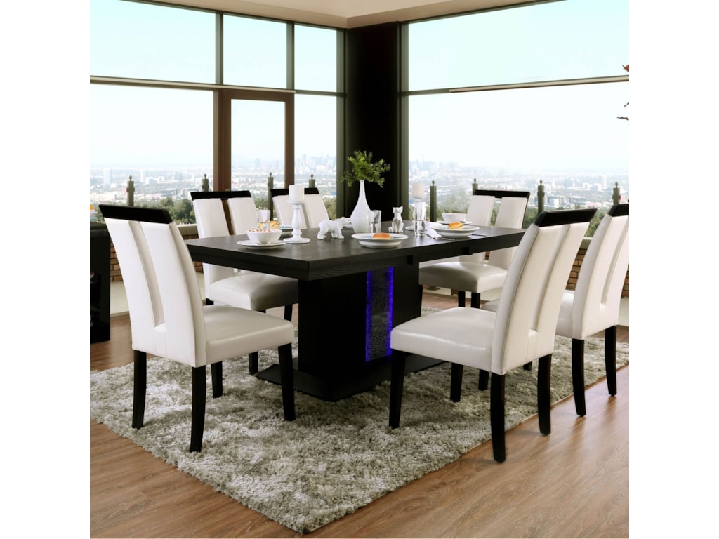 Evangeline Contemporary Dining Table With Led Lights In Base By America At Del Sol Furniture