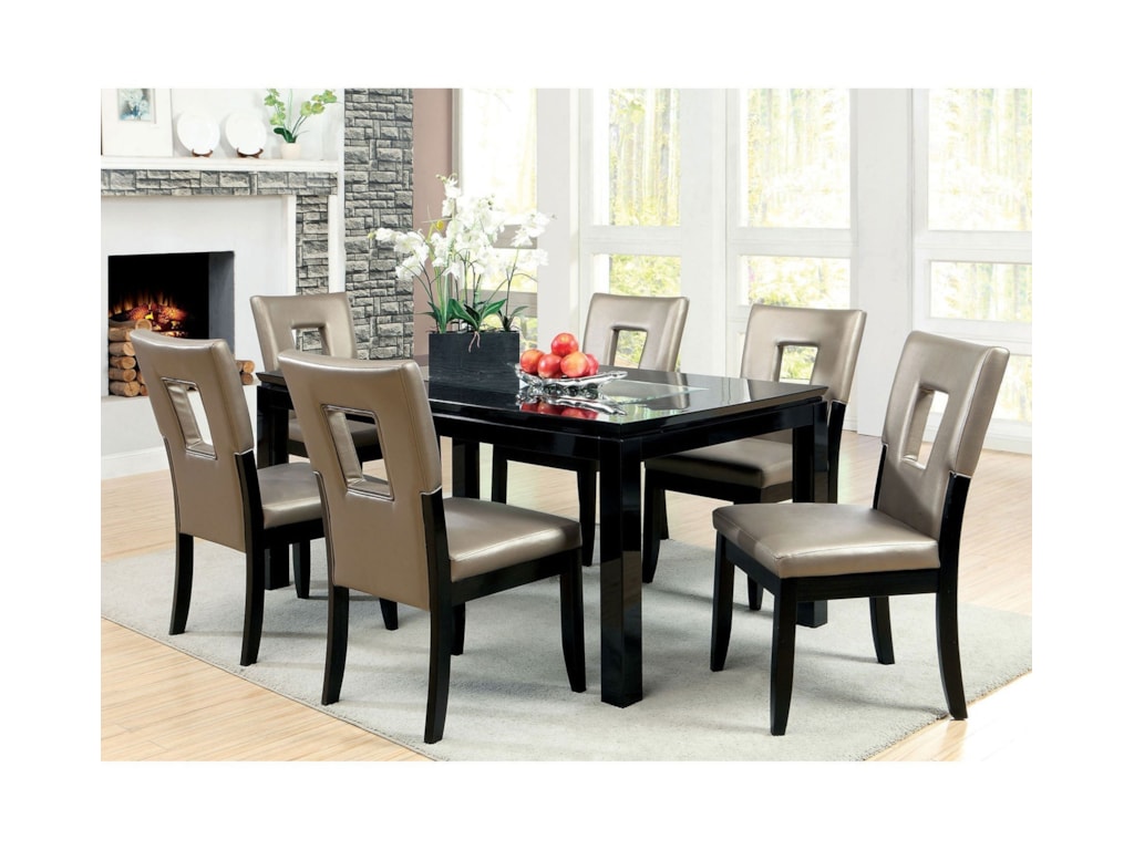 America Evant I CM3320T 7PC Contemporary Dining Table Set With Six America Evant I CM3320T 7PC Contemporary Dining Table Set With Six
