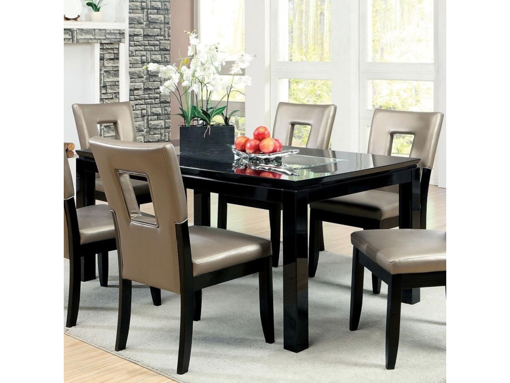 Evant I Contemporary Dining Table With Mirror Insert Household