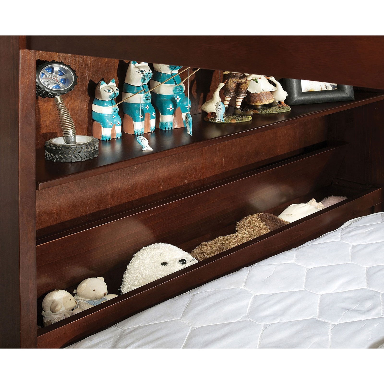 Furniture Of America Foa Fairfield Cm Bk459ex Bed Twin Over Twin Bunk Bed With Book Shelf Del Sol Furniture Bunk Beds