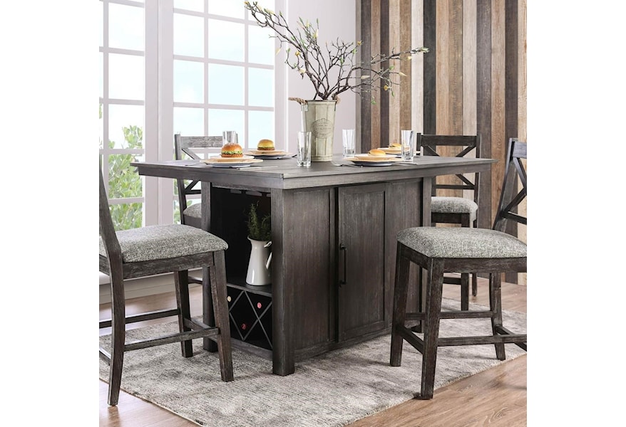 Furniture Of America Faulkton Counter Height Table With Wine