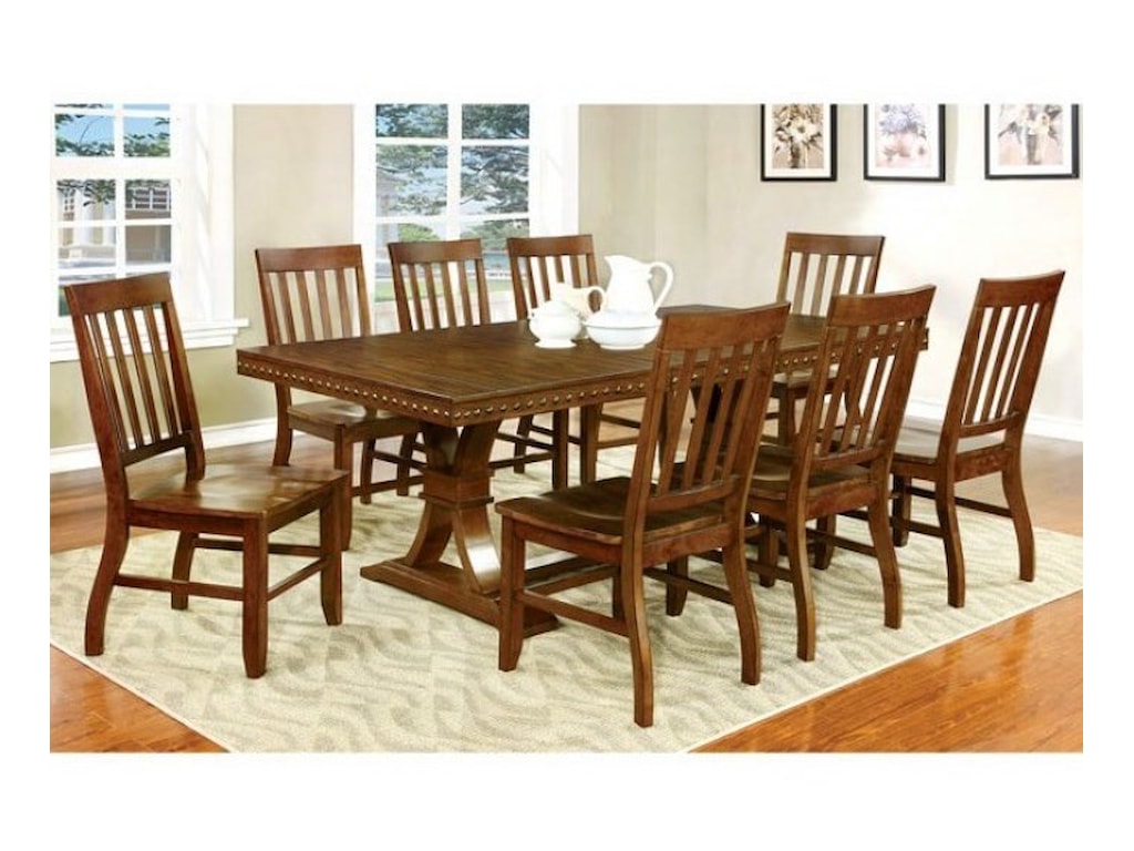 Furniture Of America Foster I Cm3437t 9pc Transitional Table And 8
