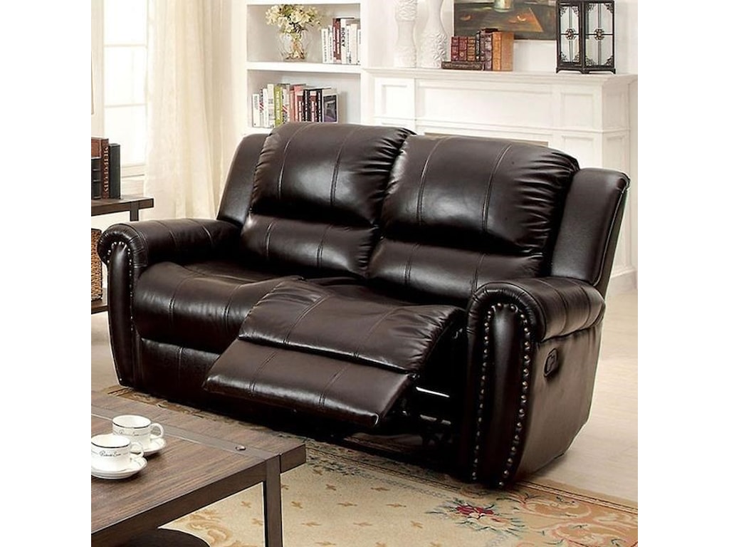Foxboro Transitional Bonded Leather Reclining Loveseat With Bonded Leather Reclining Loveseat
