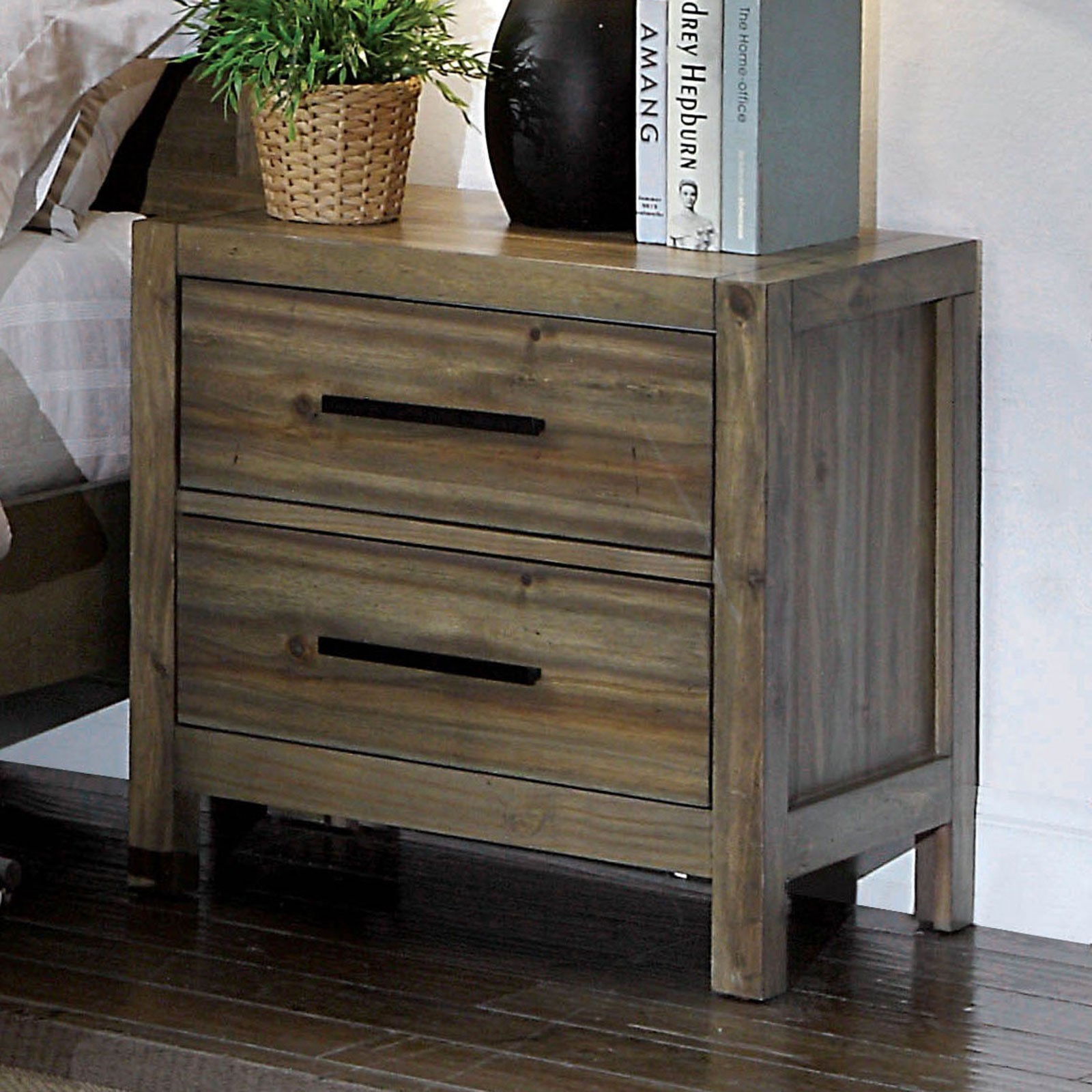 Garland Vintage Weathered Oak Nightstand With 2 Drawers Household Furniture Nightstands