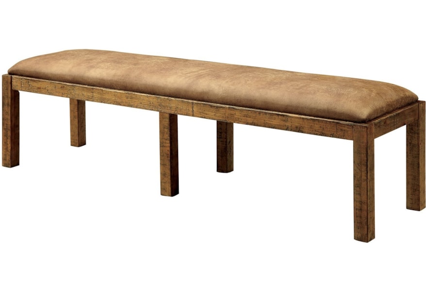 Furniture Of America Gianna Rustic Fabric Bench With Natural Wood