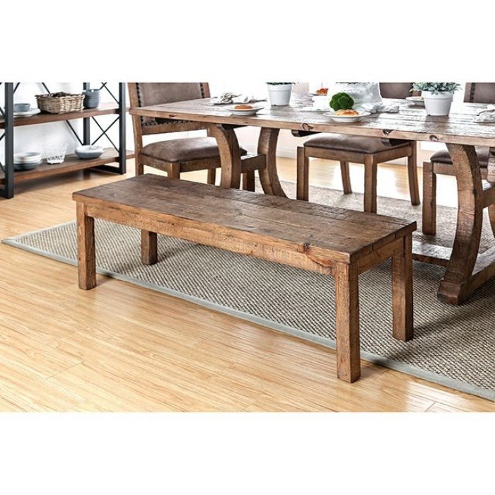 Gianna Rustic Wood Bench With Natural Wood Texture Household Furniture Dining Benches