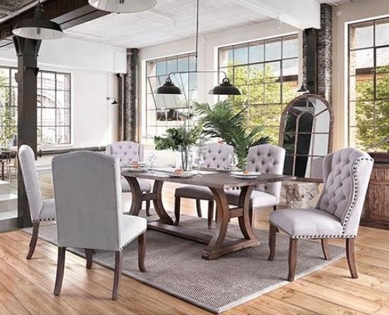 Gianna Transitional Table 4 Side Chairs And 2 Wingback Chairs