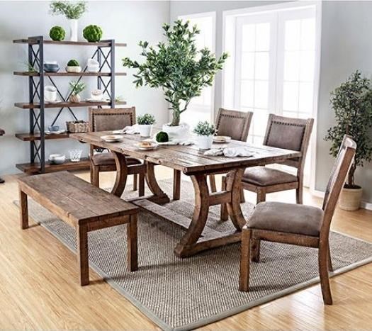 Gianna Rustic Table 4 Chairs And Bench Household Furniture