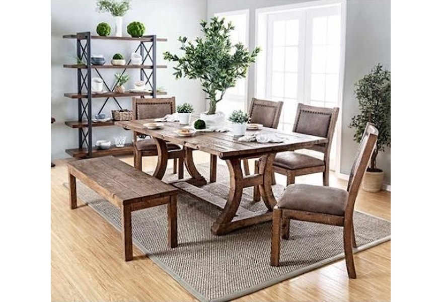 Furniture Of America Gianna Cm3829t 77 6pc Rustic Table 4 Chairs