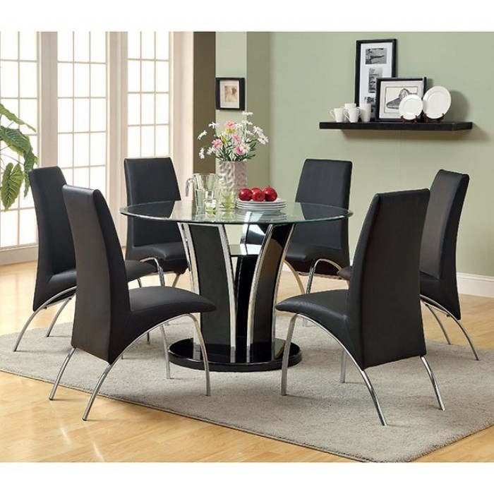 Furniture Of America Glenview Contemporary 7 Piece Dining Set With Round Table Corner Furniture Dining 7 Or More Piece Sets