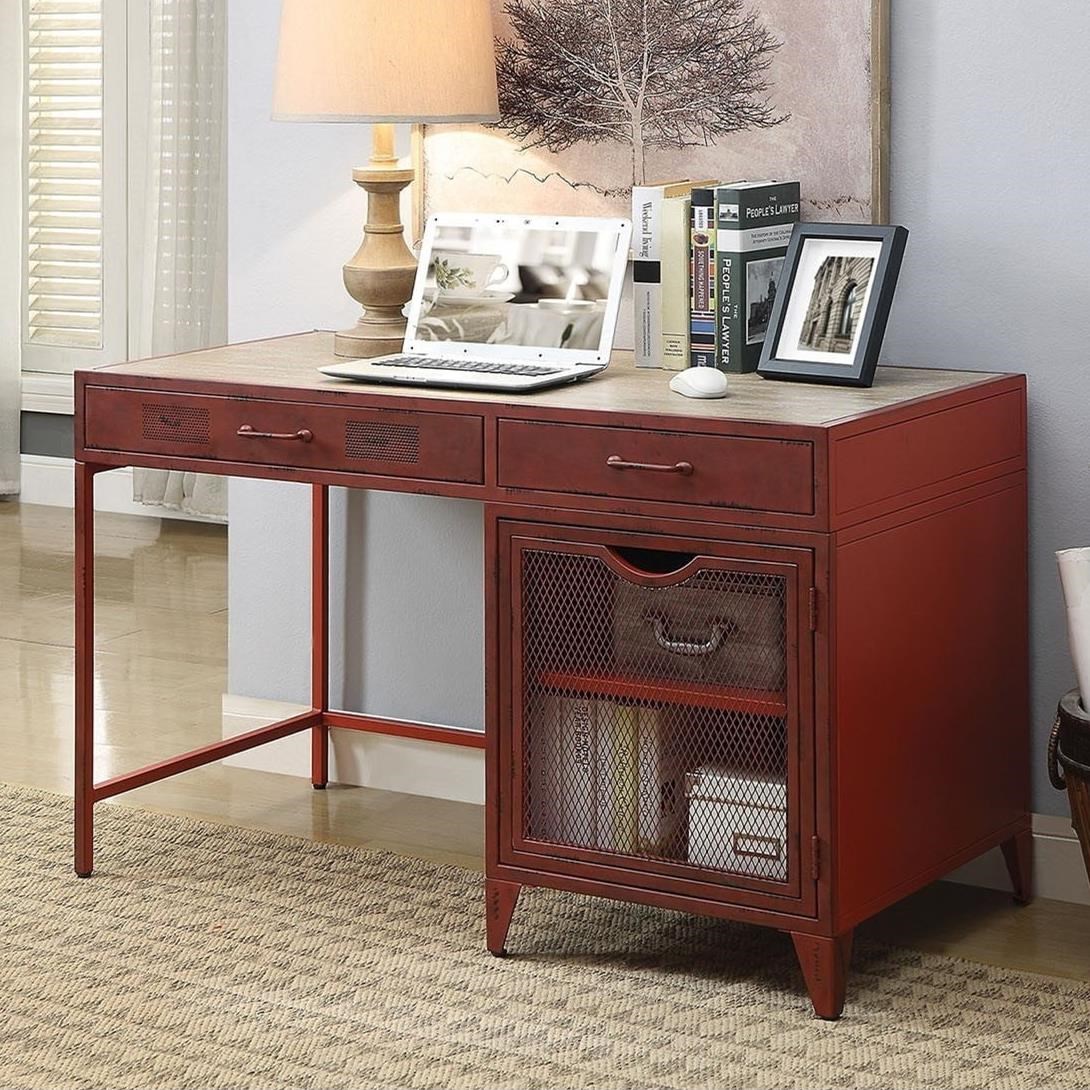 Furniture Of America Gudmund Industrial Metal Desk With Distressed