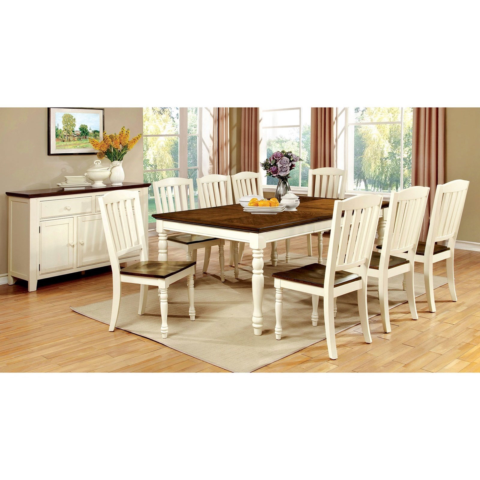 Furniture Of America Harrisburg Cottage 9 Piece Dining Set With