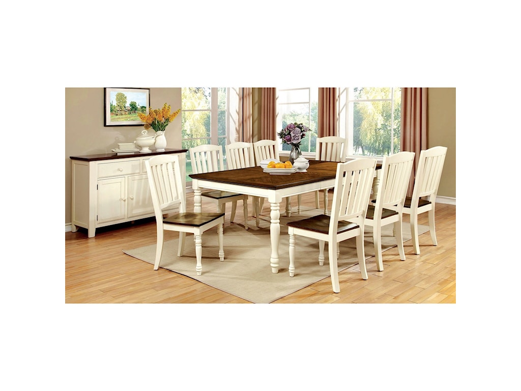Furniture Of America Harrisburg Cottage 9 Piece Dining Set With