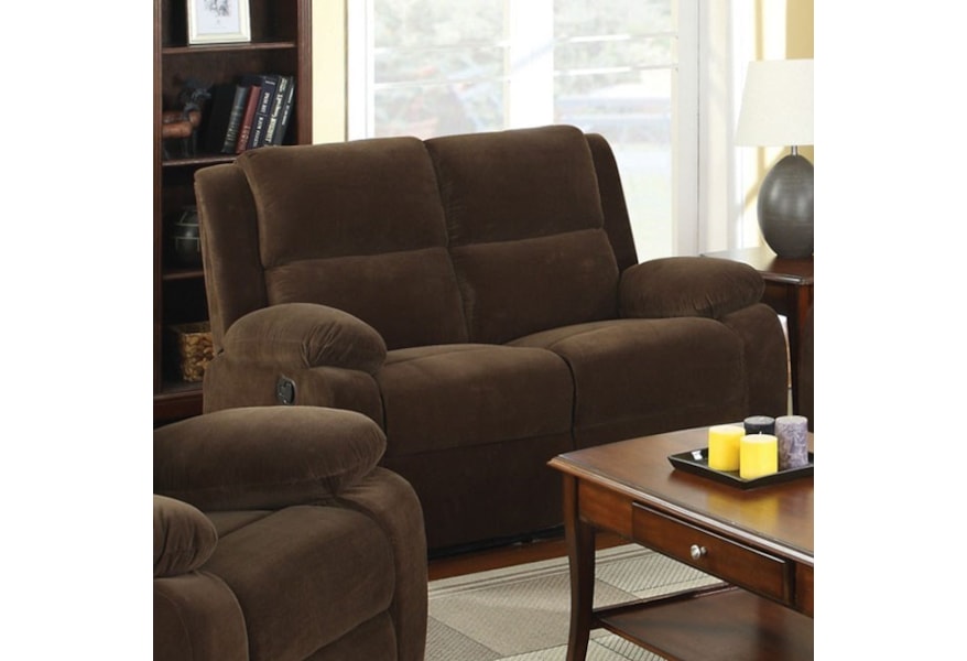Furniture Of America Haven Casual Reclining Loveseat In Flannel Haven Casual Reclining Loveseat