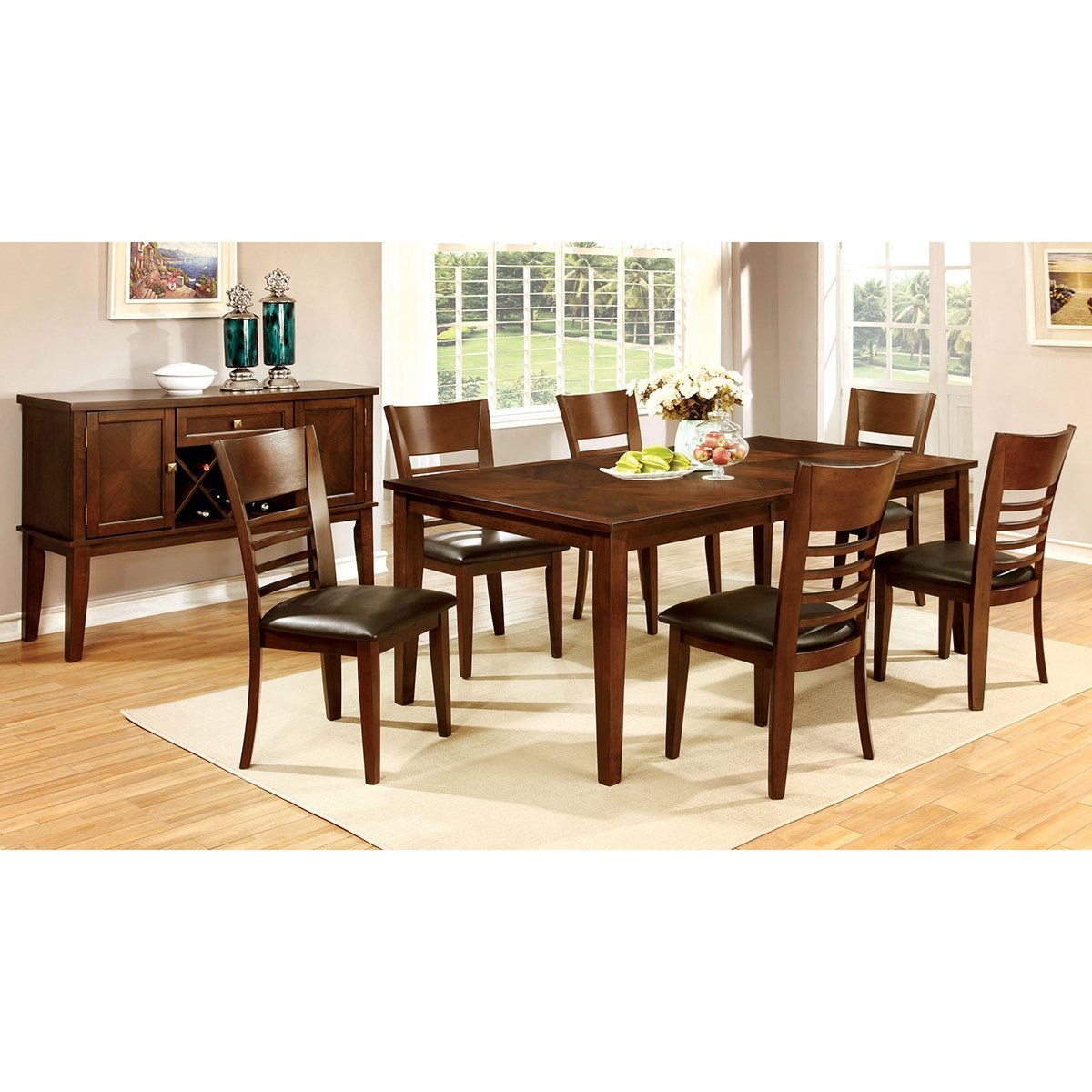 Furniture Of America Hillsview Cm3916t 78 7pc Dining Table And Chair Set For Six Sam Levitz Outlet Dining 7 Or More Piece Sets