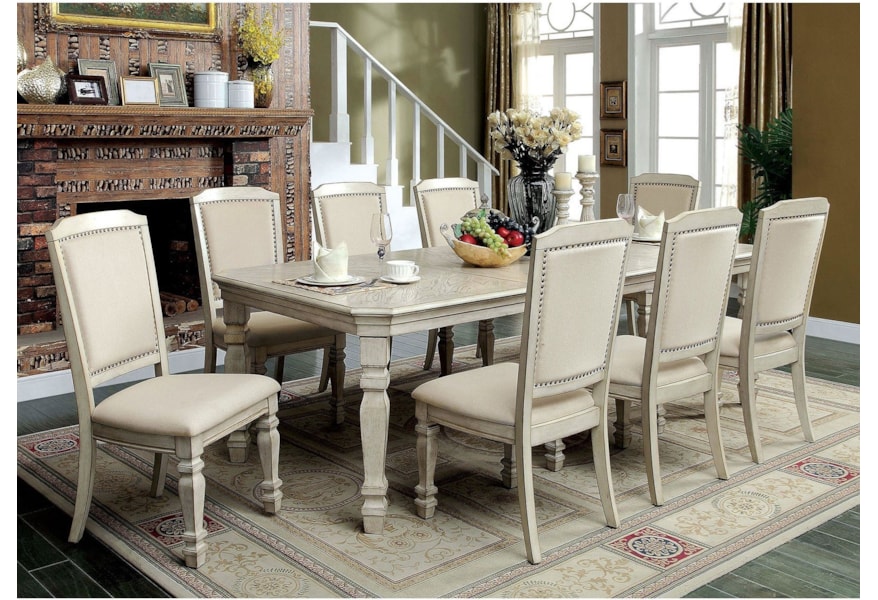 Holcroft Transitional Table And 8 Chairs With Two 18 Leaves Household Furniture Dining 7 Or More Piece Sets