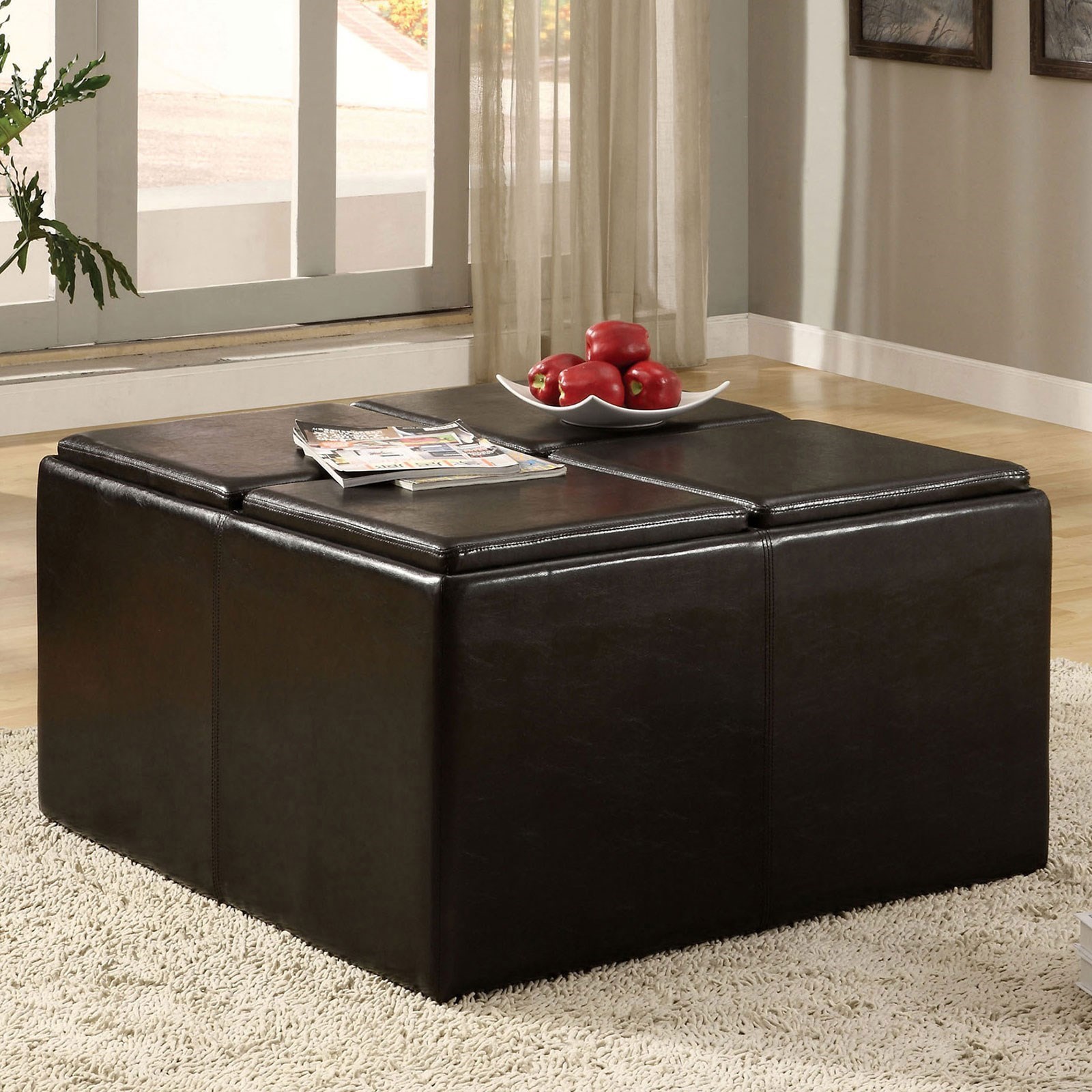 Furniture Of America Holloway Cm4046 Tray Top Nested Ottomans Corner Furniture Ottomans
