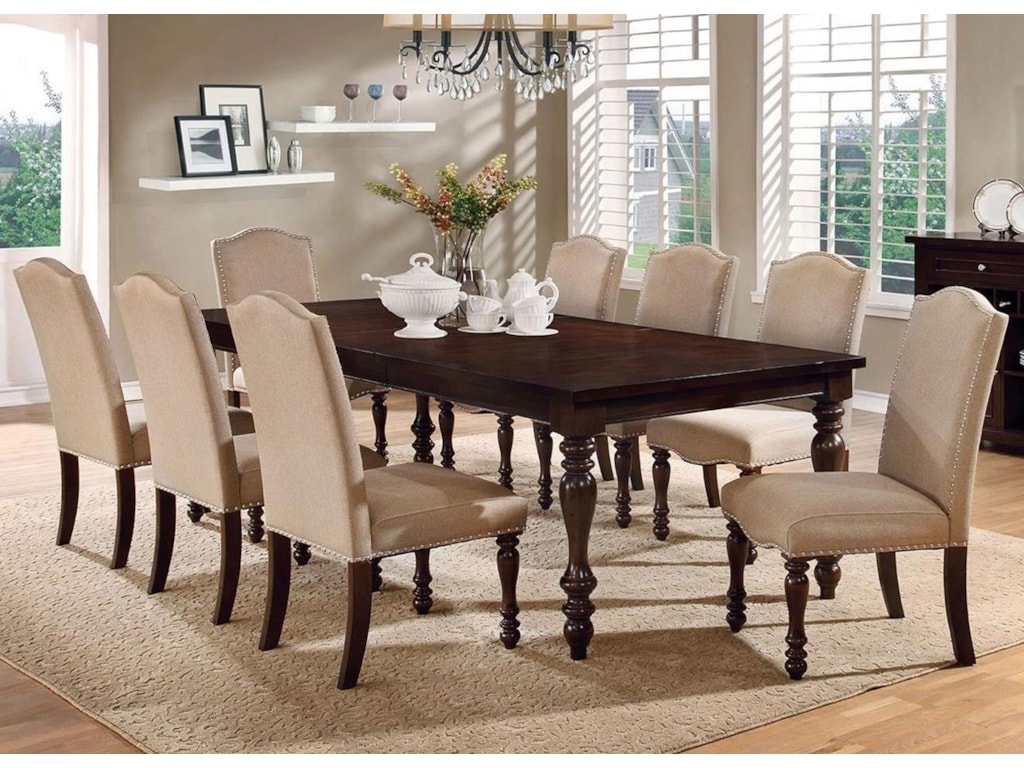 Hurdsfield Transitional Dining Table With 8 Upholstered Side Chairs By America At Del Sol Furniture
