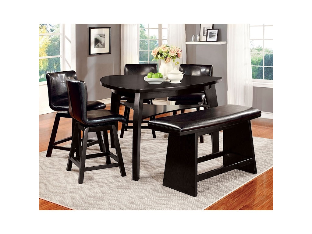 Crown Mark Bardstown 6 Piece Dining Set W 4 Chairs Bench