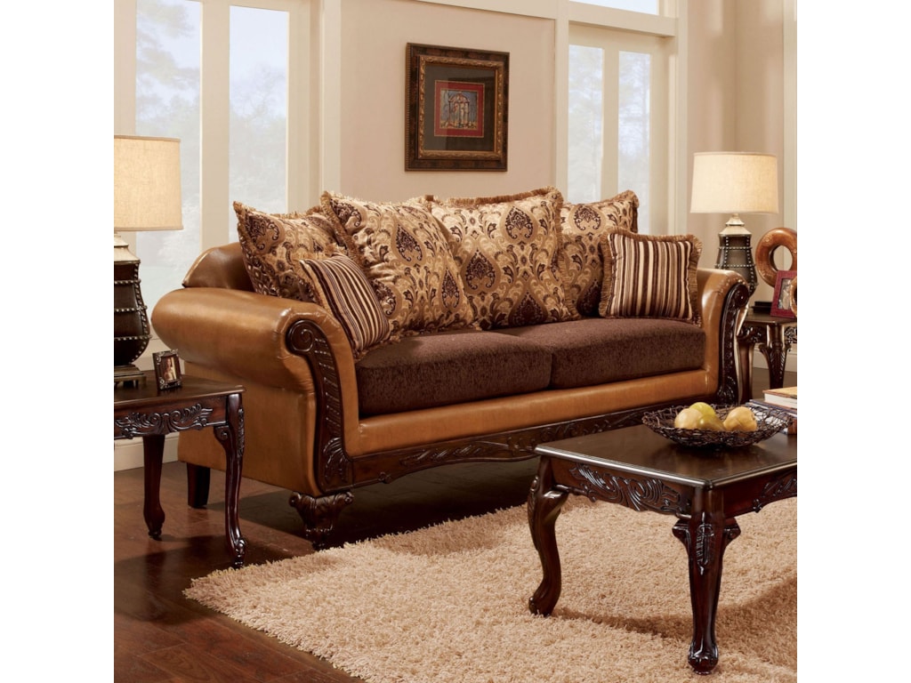 Isabella Traditional 2 Tone Sofa With Intricate Wood Trim By Furniture Of America At Rooms For Less Isabella Traditional 2 Tone Sofa With Intricate Wood Trim By Furniture Of America At Rooms For Less
