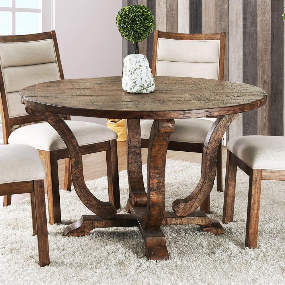 Furniture Of America Foa Isabelle Cm3395a Rt Rustic Round Dining Table Del Sol Furniture Dining Tables