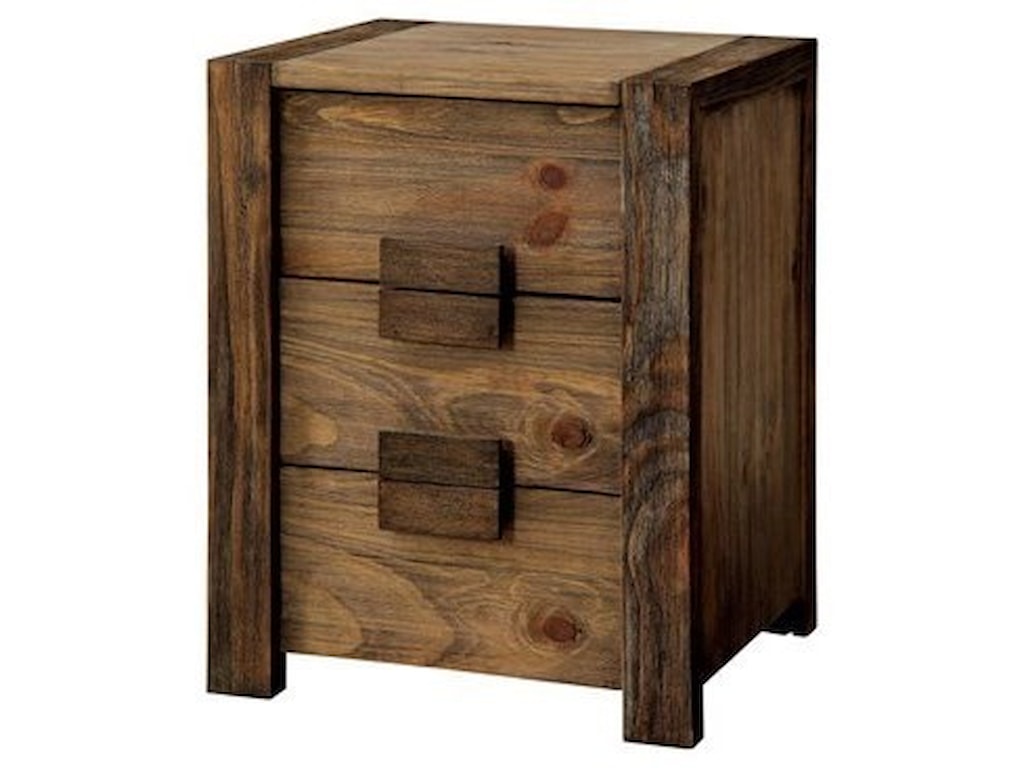 Janeiro Rustic Nightstand With Natural Wood Tone Finish By Furniture Of America At Rooms For Less