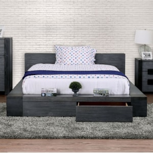 Furniture Of America Foa Janeiro Cm7629gy Ek Bed Rustic King Platform Bed With Storage Del Sol Furniture Platform Beds Low Profile Beds