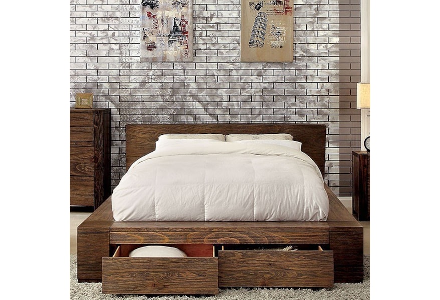 Furniture Of America Janeiro Rustic Queen Platform Bed With Janeiro Rustic Queen Platform Bed
