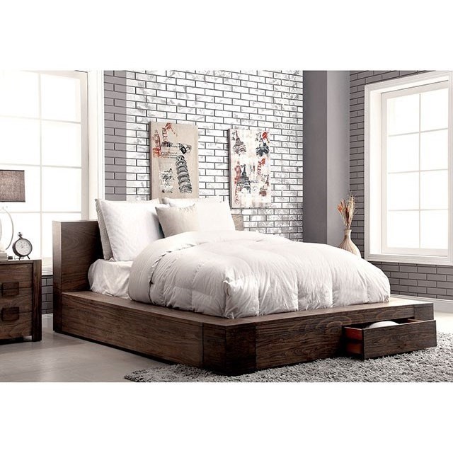 Furniture Of America Janeiro Rustic Queen Platform Bed With Storage Dream Home Interiors Platform Beds Low Profile Beds
