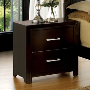Janine Transitional Nightstand With Silver Finished Drawer Handles Household Furniture Nightstands