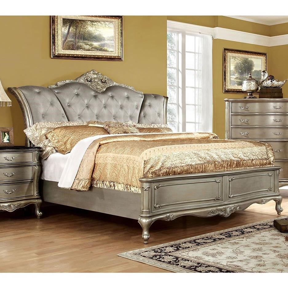 Furniture Of America Foa Johara Cm7090ek Bed Traditional King Bed Del Sol Furniture Upholstered Beds