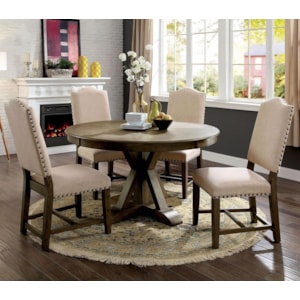 Furniture Of America Foa Julia Cm3014rt 5pc Vintage Round Table And 4 Side Chairs Dining Set Del Sol Furniture Kitchen Tables