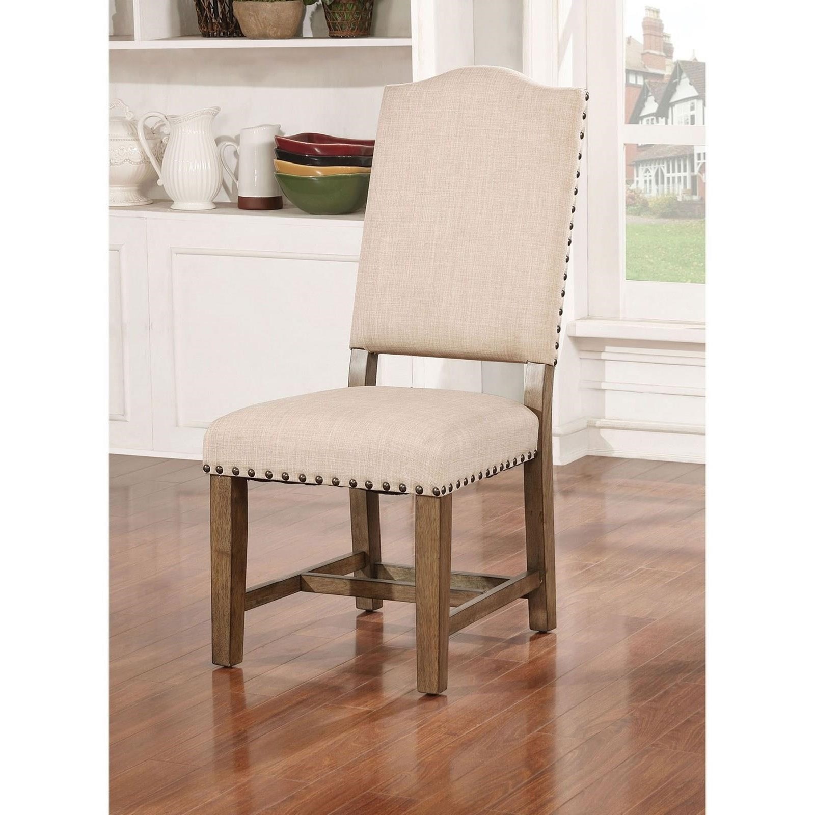 Furniture Of America Julia Cm3014sc 2pk Set Of 2 Vintage Upholstered Side Chairs With Nailhead Trim Corner Furniture Dining Side Chairs