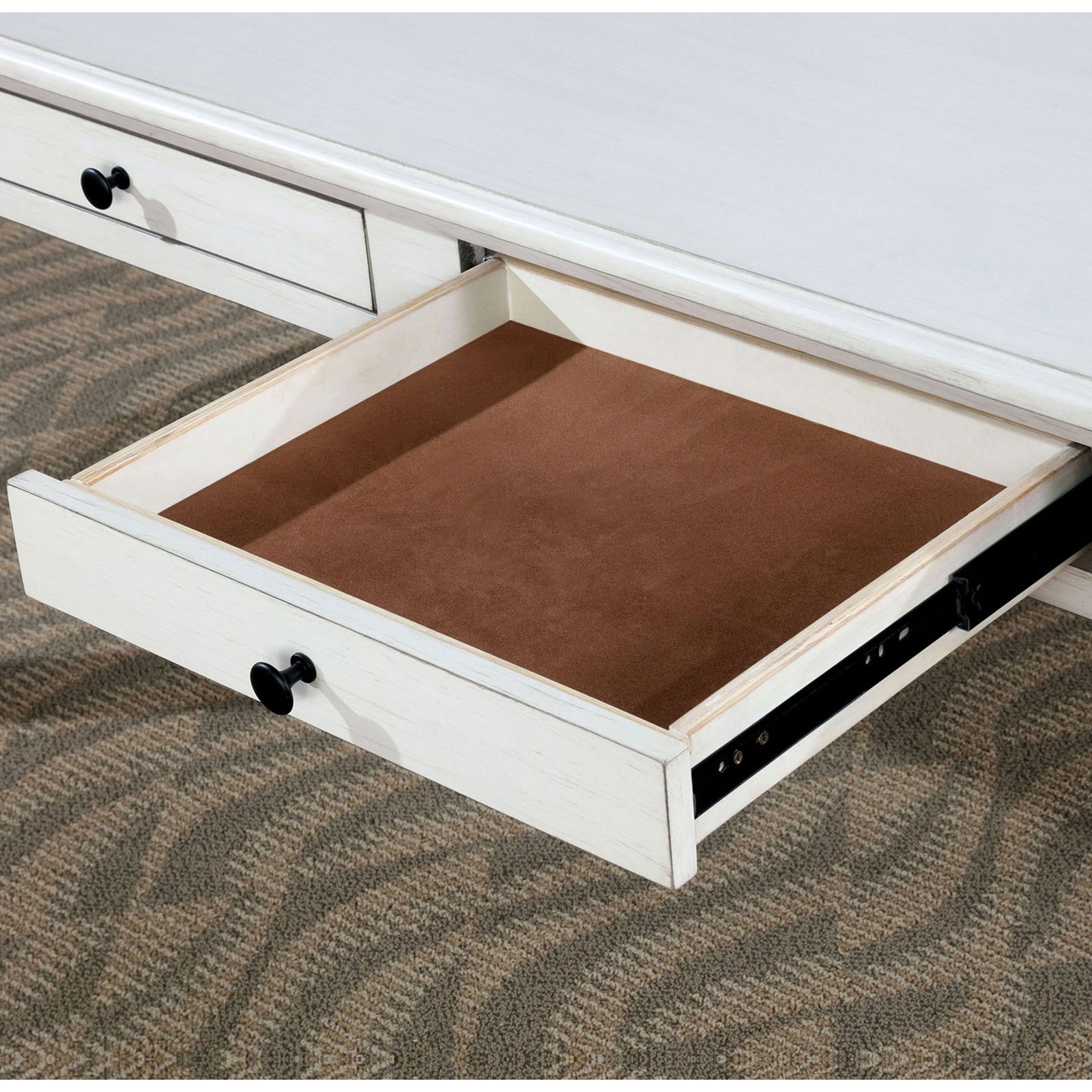 Kaliyah Cottage Rectangular Dining Table With Six Built In Storage
