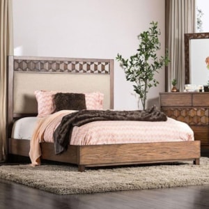 Kallisto Contemporary California King Size Bed With Upholstered Honeycomb Headboard Household Furniture Upholstered Beds