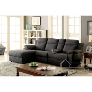Furniture Of America Foa Kamryn Cm6771gy Sectional Sectional With Storage Console And Chaise Del Sol Furniture Reclining Sectional Sofas