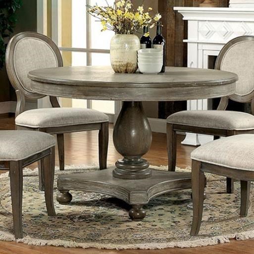 Kathryn Transitional Round Dining Table With Pedestal Base Household Furniture Dining Tables